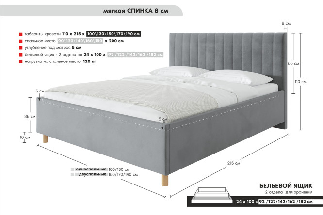Каркас кровати Garda 180х200 см