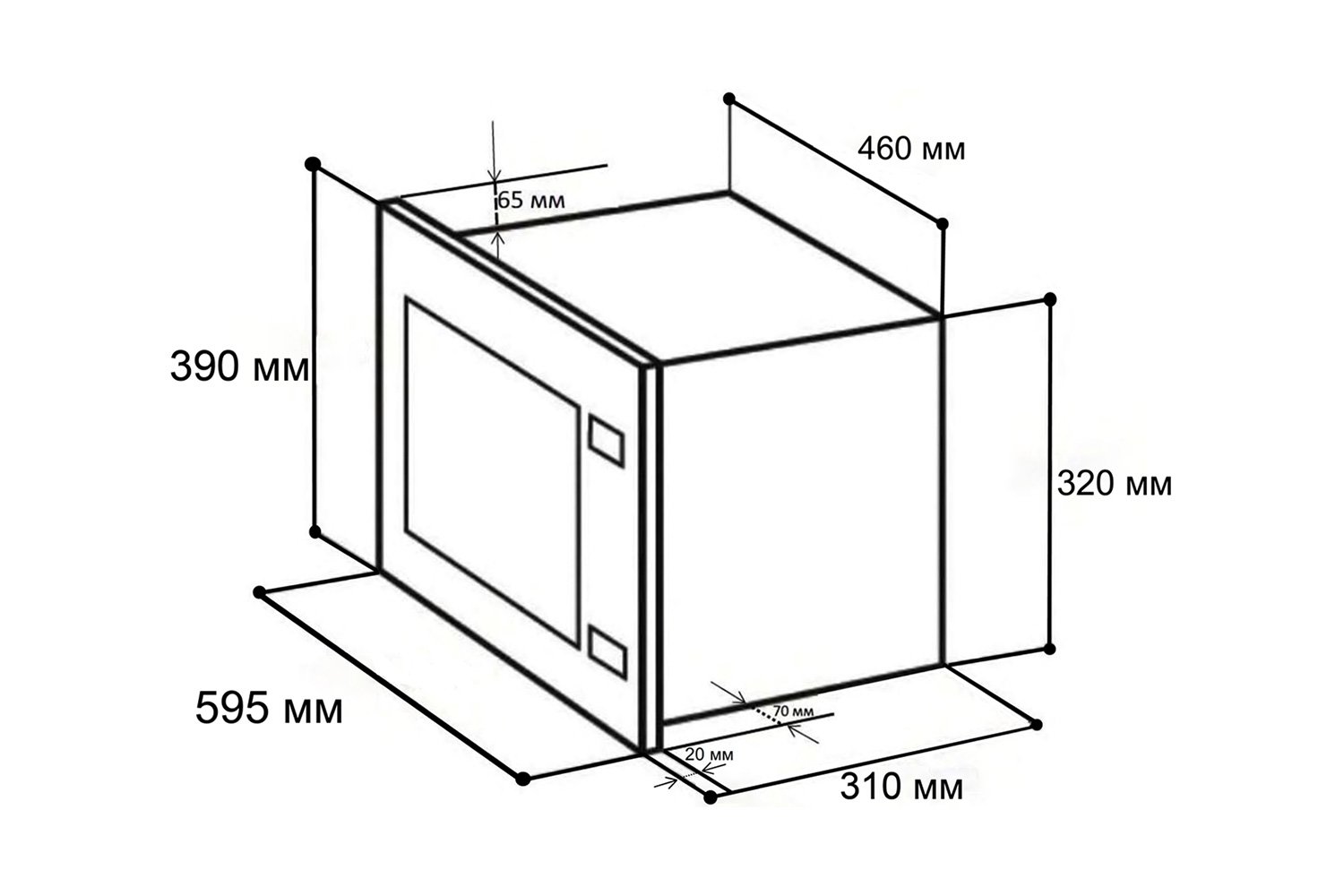 размер микроволновки встраиваемой в верхний шкаф