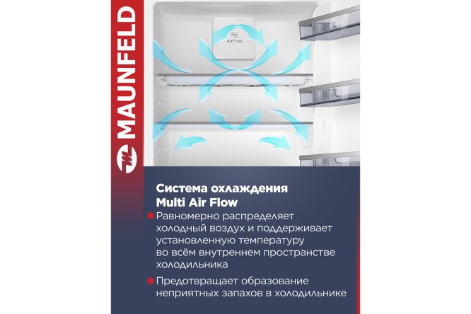 Холодильник-морозильник MAUNFELD MBF193SLFWGR Inverter , белый 54х193.7х55 см
