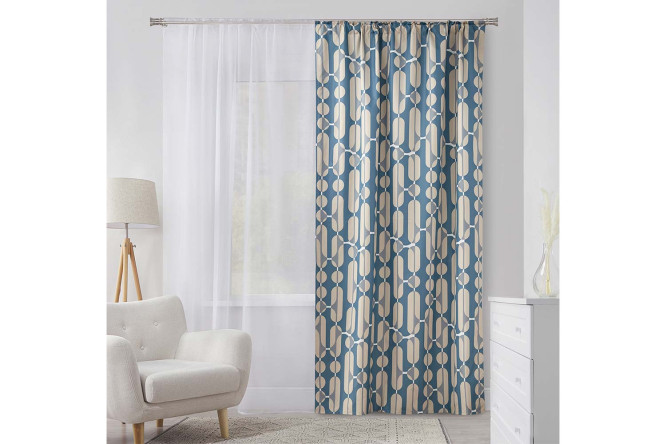 Изображение товара Штора MICASA Trigo 150х280 см бирюзовая бежевый серый стильное оформление окна