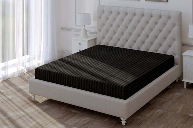 Простыня Stripe Premium Black Страйп-сатин 220х240 см, Евро