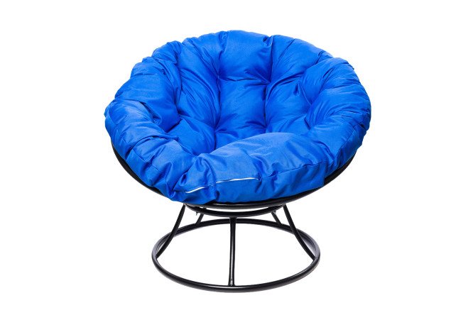 Изображение товара Кресло Папасан черный каркас, синие элементы - комфорт и стиль Изображение товара Кресло Папасан черный каркас, синие элементы - комфорт и стиль