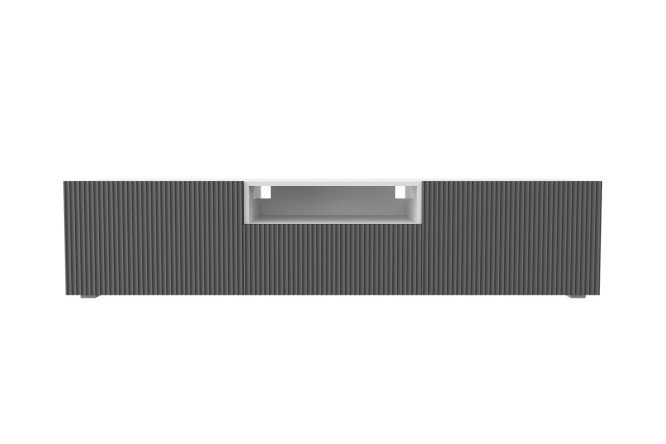 Тумба Оскар Амели 180х40 с 2 дверьми, ящиком и полкой, белый / волна графит