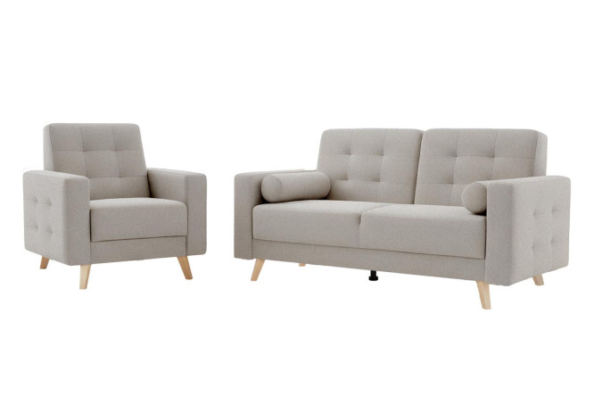 Изображение товара Диван-кровать и кресло Norman бежевый - универсальная мебель для гостиной