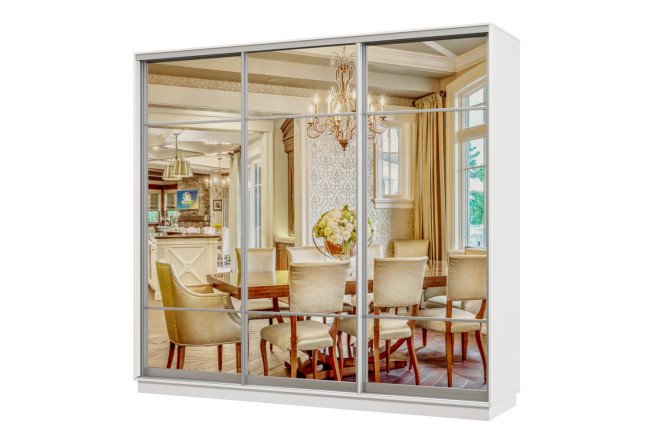 Изображение товара Шкаф-купе 3-дверный Практик 34 с зеркалами 210x220x60 см