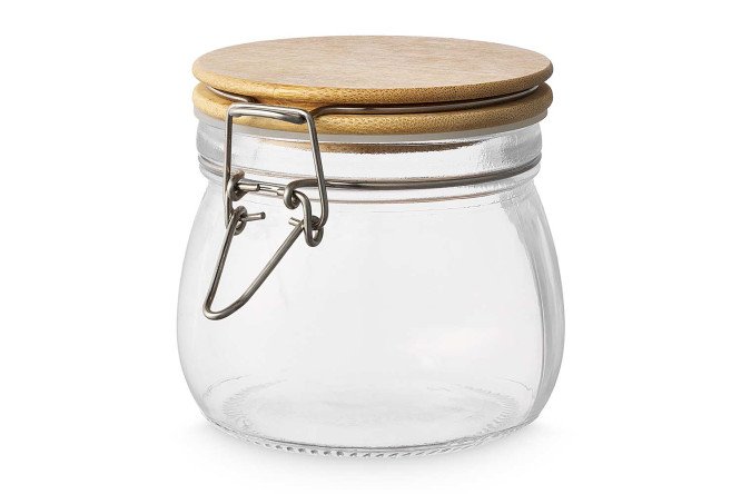 Изображение товара Банка для хранения с крышкой HOFF Bamboo 11х11х11 см, 500 мл