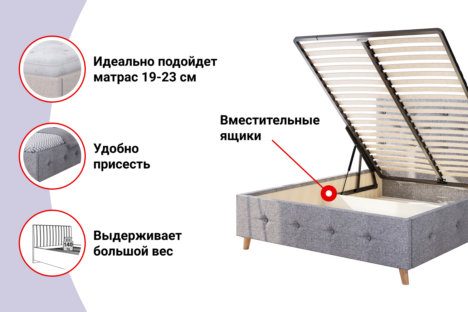 фото Кровать с подъёмным механизмом паола scandica