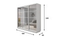 Шкаф-купе 3-дверный Slide-2 v.2 180х240х60 см, белый снег/белый профиль , с тремя зеркалами, с разделителями