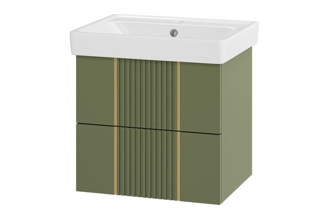 Изображение товара Подвесная тумба Vega 60 с двумя ящиками для ванной оливковый дизайн качество