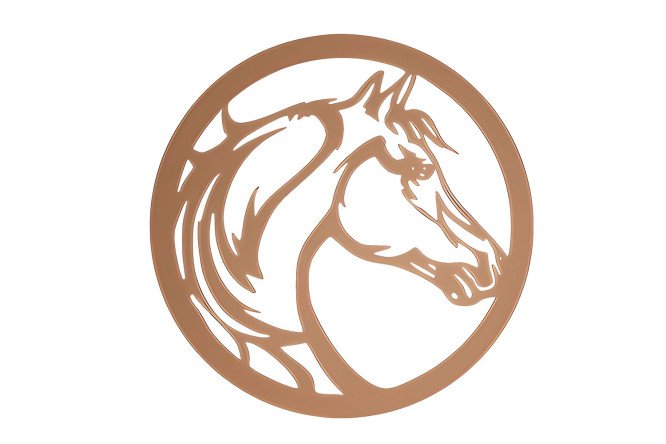 Изображение товара Декоративное панно Конь из металла бронзового цвета 68х1.5 см