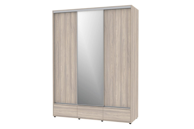 Изображение товара Шкаф-купе 3-дверный Mod 180х239х62 см, марибо, с одним зеркалом Изображение товара Шкаф-купе 3-дверный Mod 180х239х62 см, марибо, с одним зеркалом