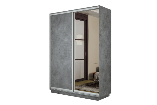 Изображение товара Двухдверный шкаф-купе Slide-2 v.2 140x240x60 см с зеркалом бетон серебро