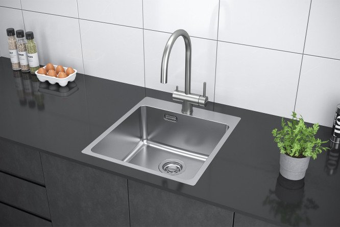 Мойка врезная KuchenSTERN AISI 304 R25 HERD 45 556SS50 45х50х20 см