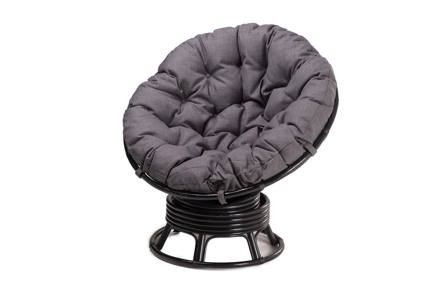 Кресло Папасан вращающееся цвет каркаса венге, мягких элементов серый