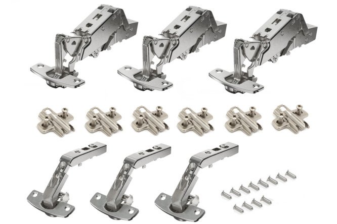 Изображение товара Комплект петель Hettich Intermat для Г-образных навесных шкафов, надежные и долговечные