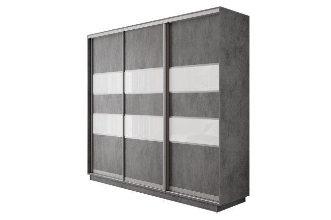 Изображение товара Шкаф-купе 3-дверный Оптима бетон/белый стекло 180х220х60 см