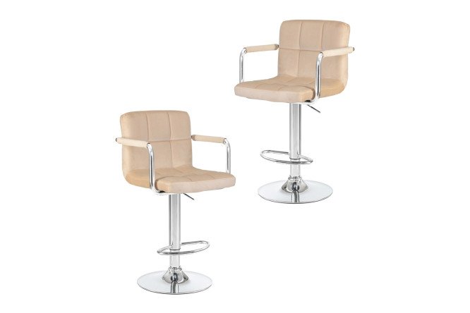 Изображение товара Комплект барных стульев DOBRIN Kruger 51.5х92х49 см, цвет обивки бежевый, ножек хром
