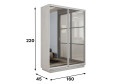 Шкаф-купе 2-дверный Slide-2 v.2 160х220х45 см, ясень анкор светлый/серебро, с двумя зеркалами