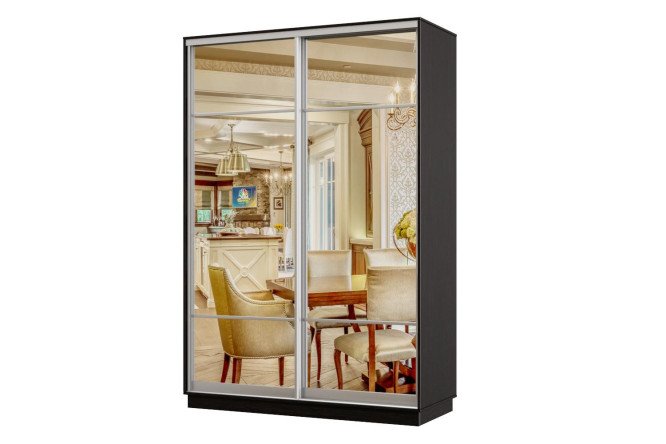 Изображение товара Шкаф-купе 2-дверный Практик 120x220x45 см, венге, профиль серебро, с зеркалом