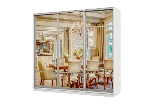 Изображение товара Шкаф-купе Практик 3-дверный с зеркалами 240x240x60 см