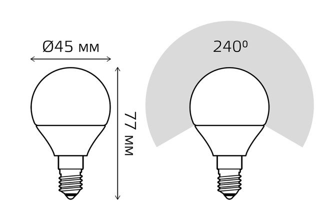 Лампа светодиодная Gauss Elementary E14, 8W, Шар, 3000 К, Тёплый