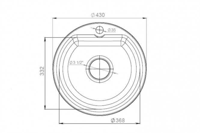 Мойка врезная GRANFEST Smart GF-SM-435 43.5х43.5х16 см