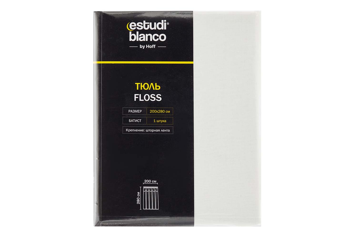 Тюль ESTUDI BLANCO Floss 200х280 см, 1 шт., цвет тёплый белый