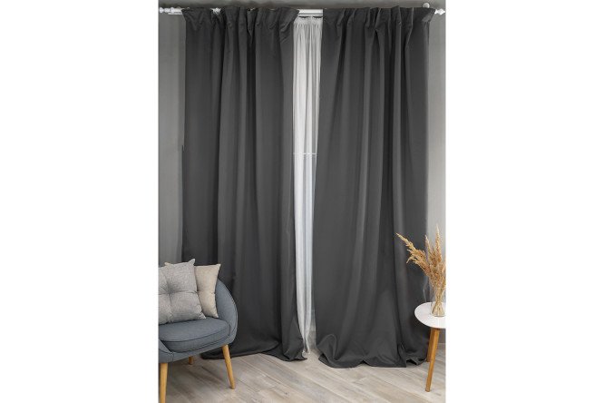 Изображение товара Штора Майли 150x300 см темно-серый - универсальная текстильная штора для дома и офиса