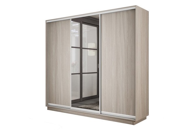 Изображение товара Шкаф-купе 3-дверный Slide-2 с зеркалом 210х240х45 см ясень шимо светлый