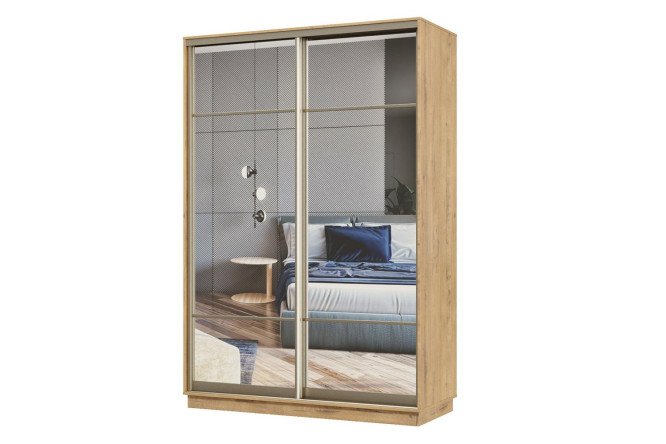 Изображение товара Шкаф-купе 2-дверный Практик 150х220х60 см, бунратти, цвет профиля - шампань