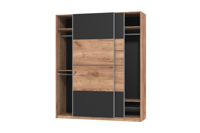 Изображение товара Шкаф-купе Оскар 200х236х58 см, дуб табачный Craft, с чёрными вставками