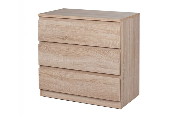 Изображение товара Комод Мальта 3 ящика с фасадами в цвете сонома, прочная и стильная мебель для хранения