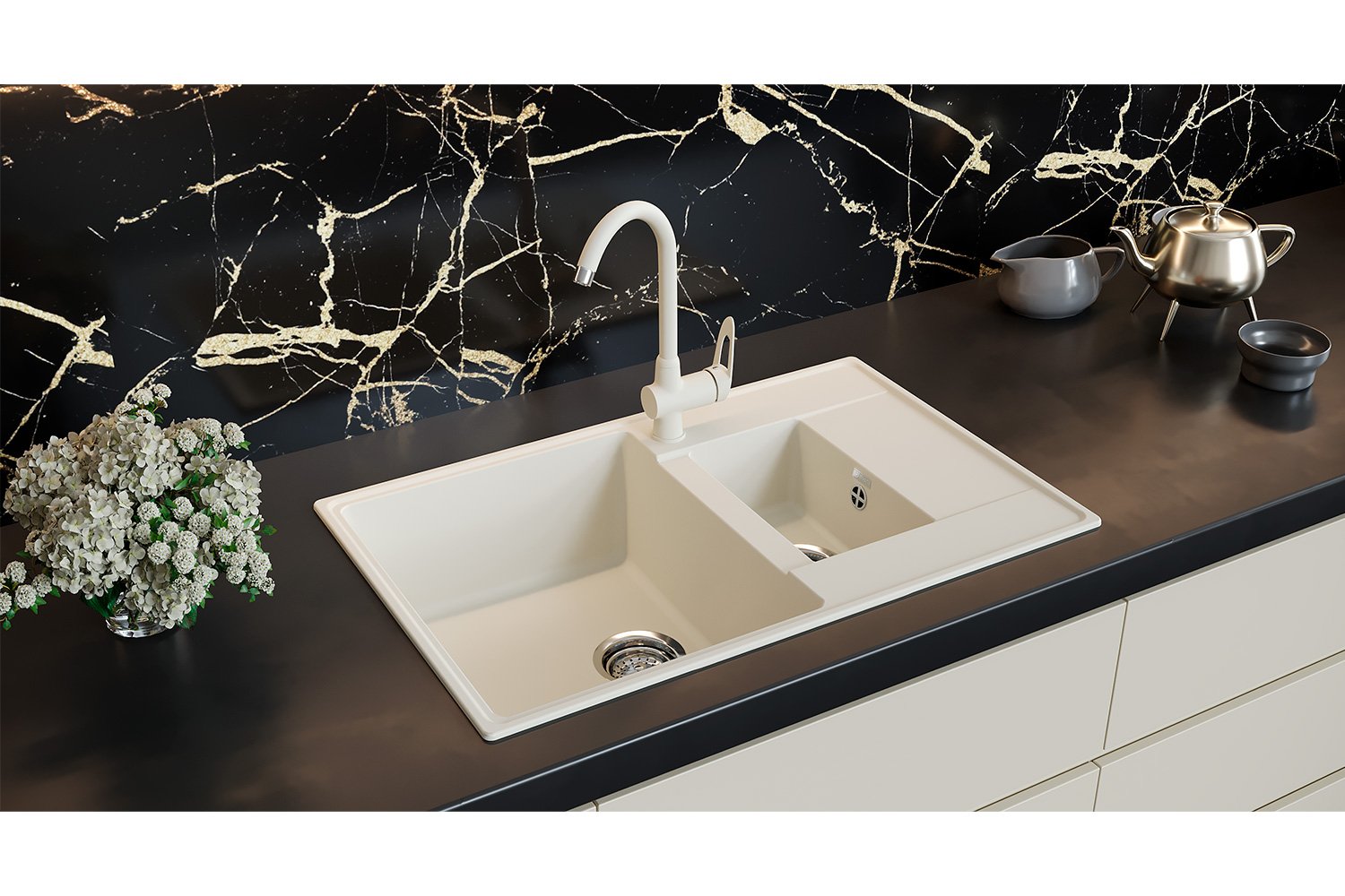 Мойка ULGRAN Quartz Prima 780 с крылом 50х78х20 см