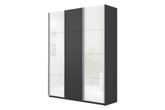 Изображение товара Шкаф-купе Cors 3-дверный серый диамант белый глянец