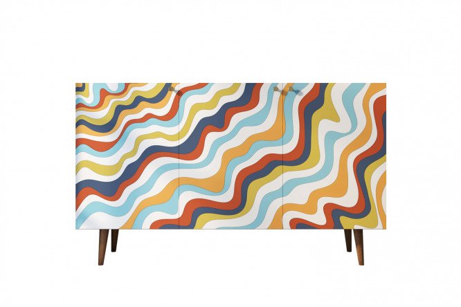 Изображение товара Комод Berber 150х90х45 см стильный коричневый с принтом