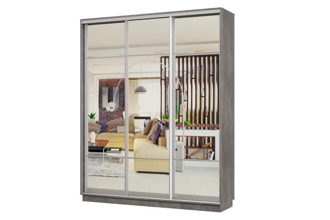 Изображение товара Шкаф-купе 3-дверный Практик 180х240х45 см серебро зеркало