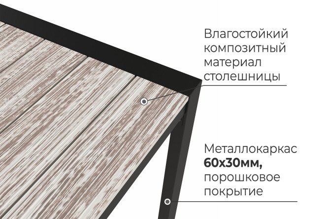 Стол уличный Хорека 73.9x74x73.9 см