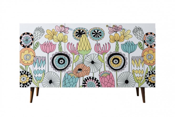 Изображение товара Комод Berber 150x90x45 см с принт фасадом и коричневым каркасом