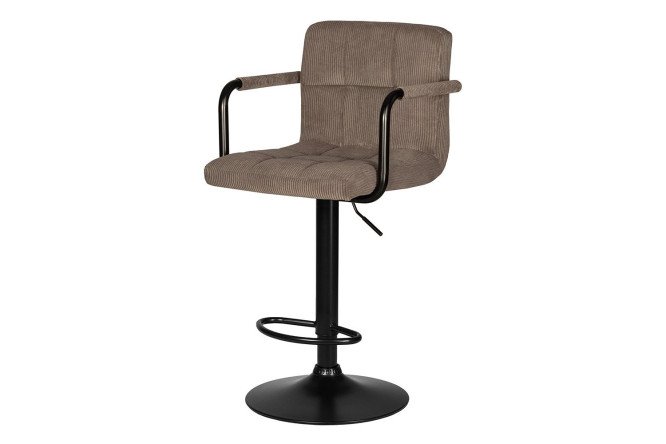 Барный стул DOBRIN Kruger Arm Black с подлокотниками 51х92х49 см, цвет обивки какао, ножек чёрный