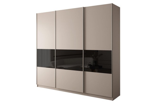 Изображение товара Шкаф-купе Magnus 3-дверный 240х230 см кашемир черный глянец серебряный профиль