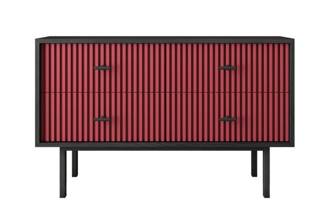 Изображение товара Комод Emerson с 4 ящиками в красном и черном цвете