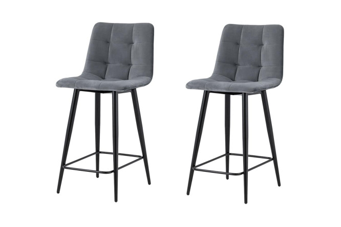 Изображение товара Набор стульев полубарных Stool Group Джанго 53х88х42 см, цвет обивки тёмно-серый, ножек чёрный
