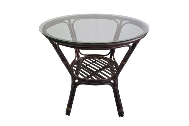 Изображение товара Стол 02/11 из стекла и натурального ротанга 90x80x90 см