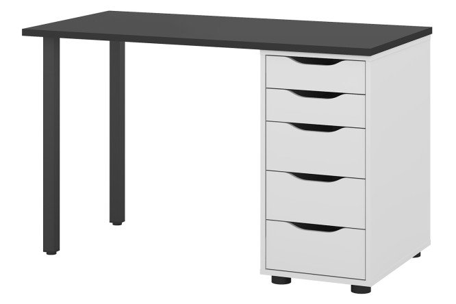 Изображение товара Письменный стол Alexys 120 см черный или белый с тумбой и квадратными опорами