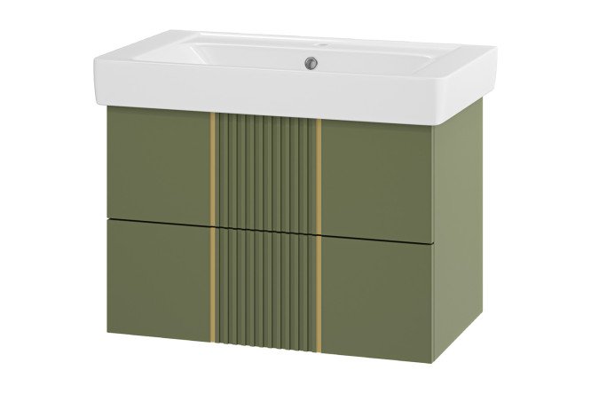 Изображение товара Подвесная тумба Vega 80 VEG-09080-0802 с раковиной оливкового цвета
