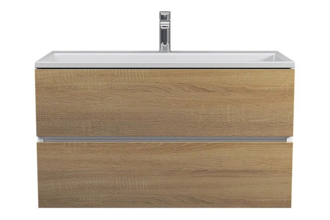 Изображение товара Подвесная тумба под раковину Barsa 90 см, белый и дуб Сонома