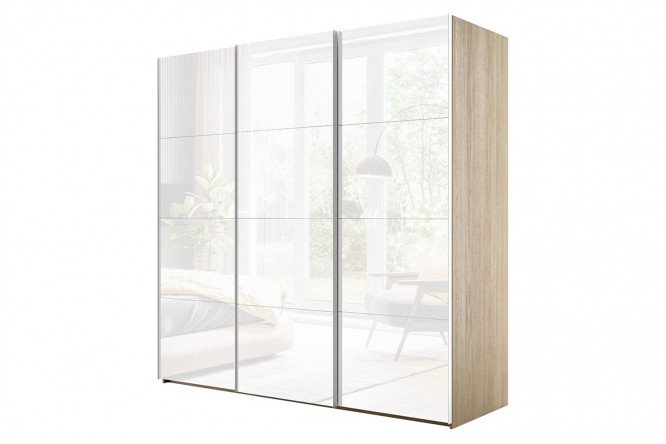 Изображение товара Шкаф-купе 3-дверный Comet 240х240 см дуб Бардолино, фасады белое стекло