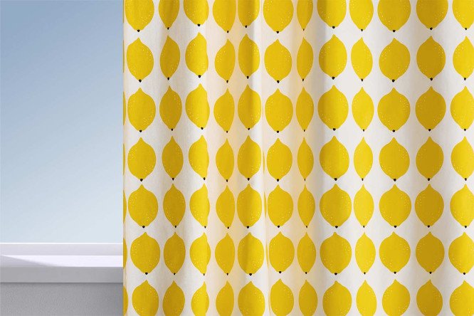 Изображение товара Штора для кухни HOFF Апплике 145х180 см, 1 шт., цвет белый, желтый