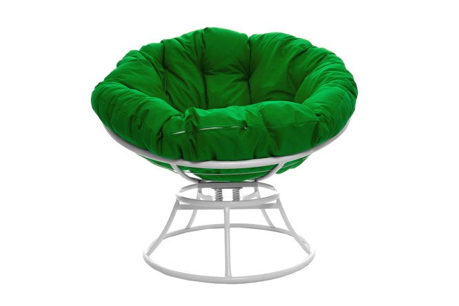 Изображение товара Кресло Папасан пружинка цвет каркаса белый, мягких элементов зелёный