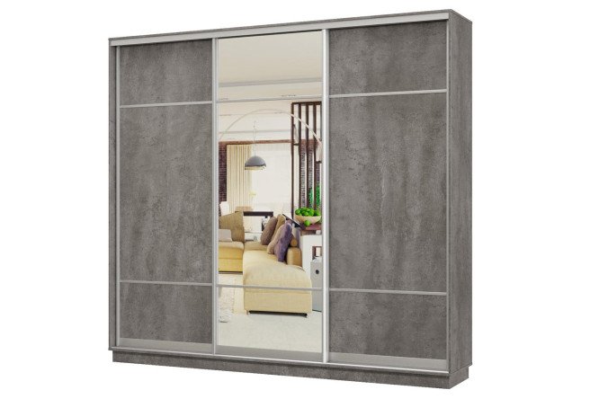 Изображение товара Шкаф-купе Практик 3-дверный 240х240х45 см бетон серебро